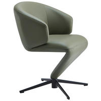 STOL MED ARMSTÖD järn äkta läder pigmenterad  - olivgrön/svart, Design, metall/läder (62/82/62cm) - Moderano