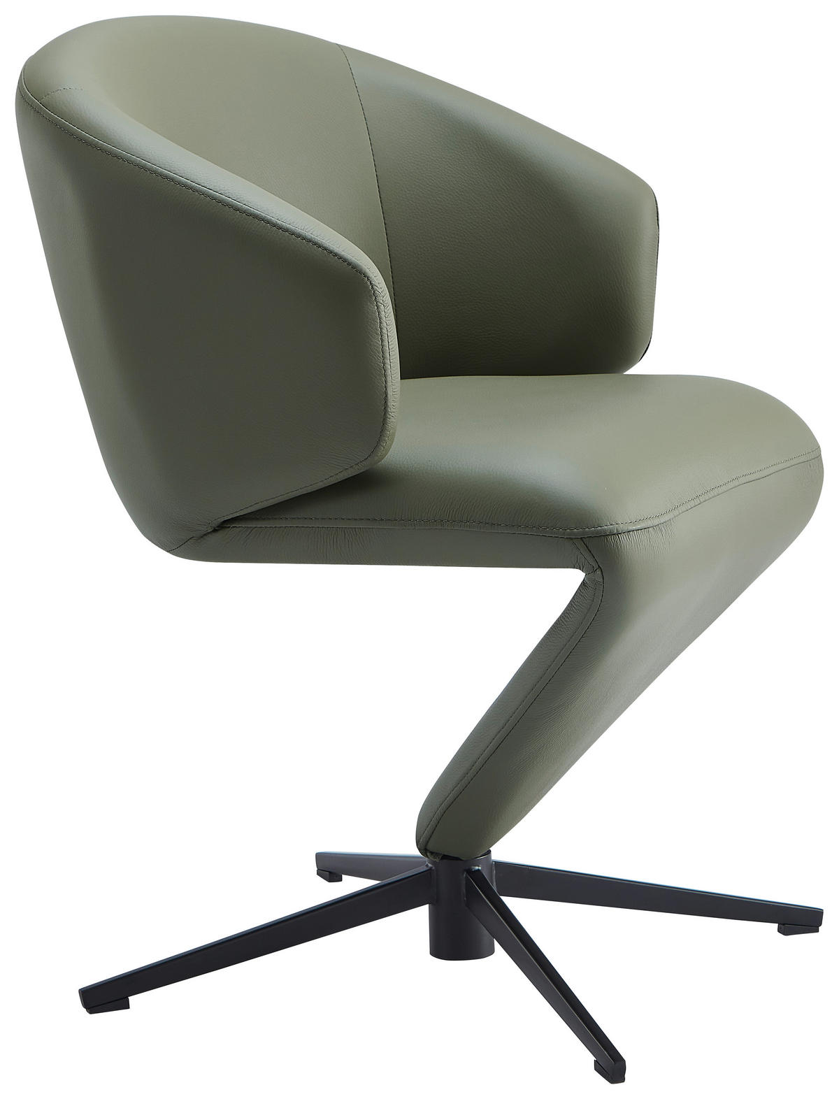 STOL MED ARMSTÖD järn äkta läder pigmenterad  - olivgrön/svart, Design, metall/läder (62/82/62cm) - Moderano