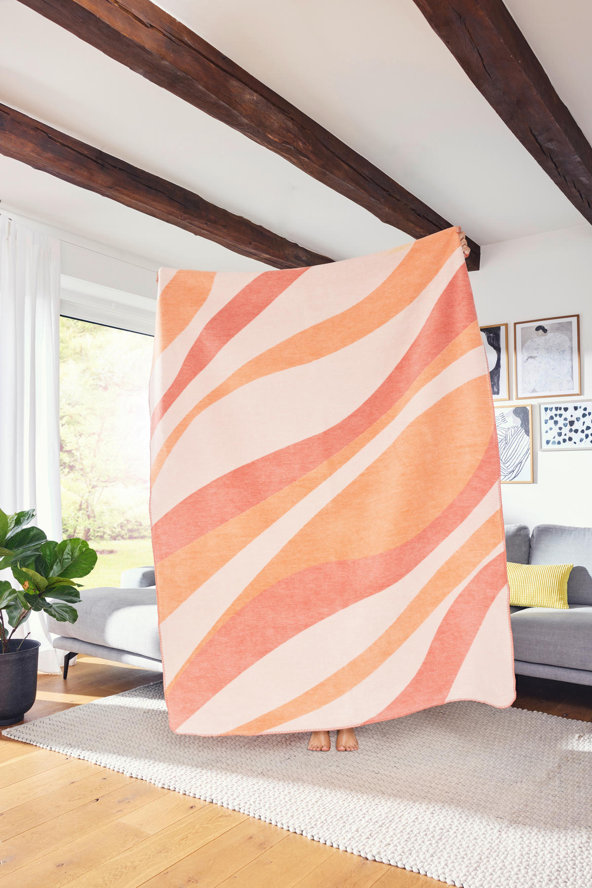 DECKE 150/200 cm  - Aprikose, Design, Textil (150/200cm) - Novel