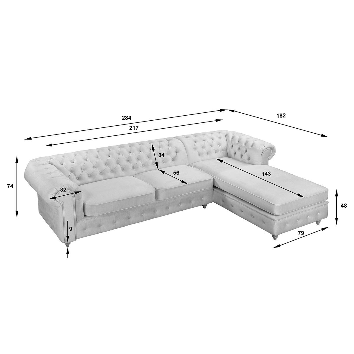 ECKSOFA Laura in Mikrofaser Creme  284/182 cm  - Creme/Braun, Design, Holz/Textil (284/182cm) - P & B