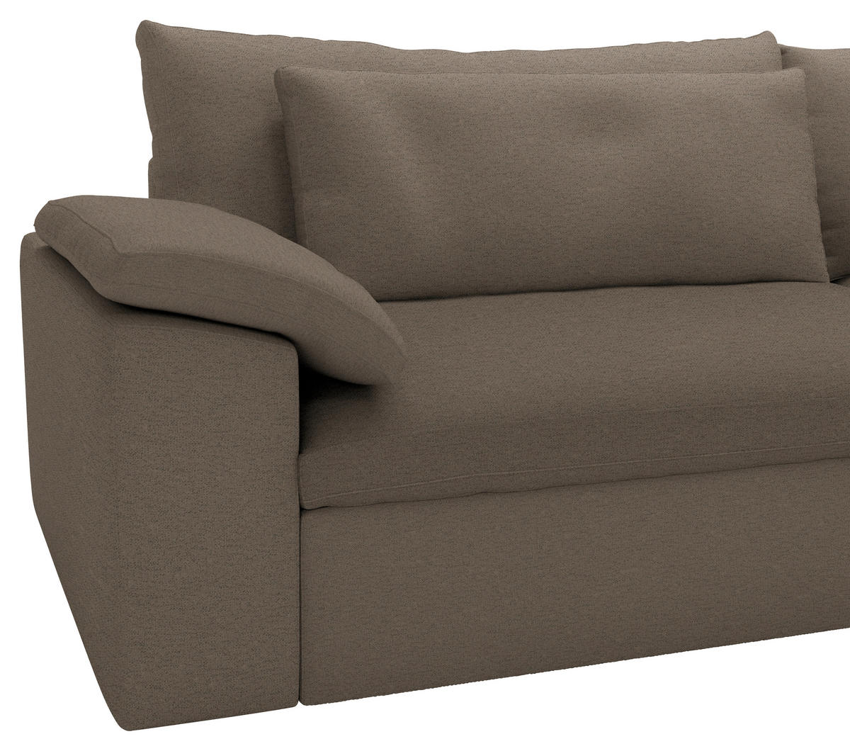 ECKSOFA Flachgewebe Graubraun  - Graubraun/Schwarz, Modern, Kunststoff/Textil (306/198cm) - Carryhome