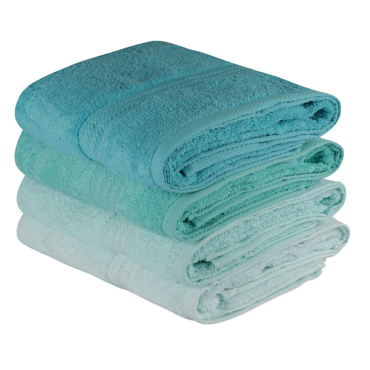 DUSCHTUCHSET Grün, Hellgrün, Mintgrün 4-teilig  - Hellgrün/Mintgrün, Basics, Textil (70/140cm)