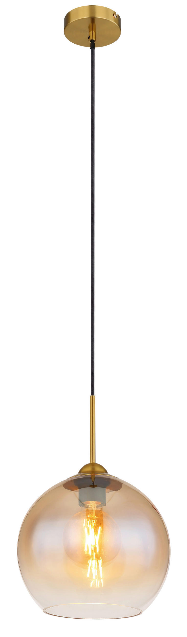 HÄNGELEUCHTE 25/120 cm  - Klar/Messingfarben, Design, Glas/Metall (25/120cm) - Globo