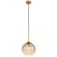 HÄNGELEUCHTE 25/120 cm  - Klar/Messingfarben, Design, Glas/Metall (25/120cm) - Globo