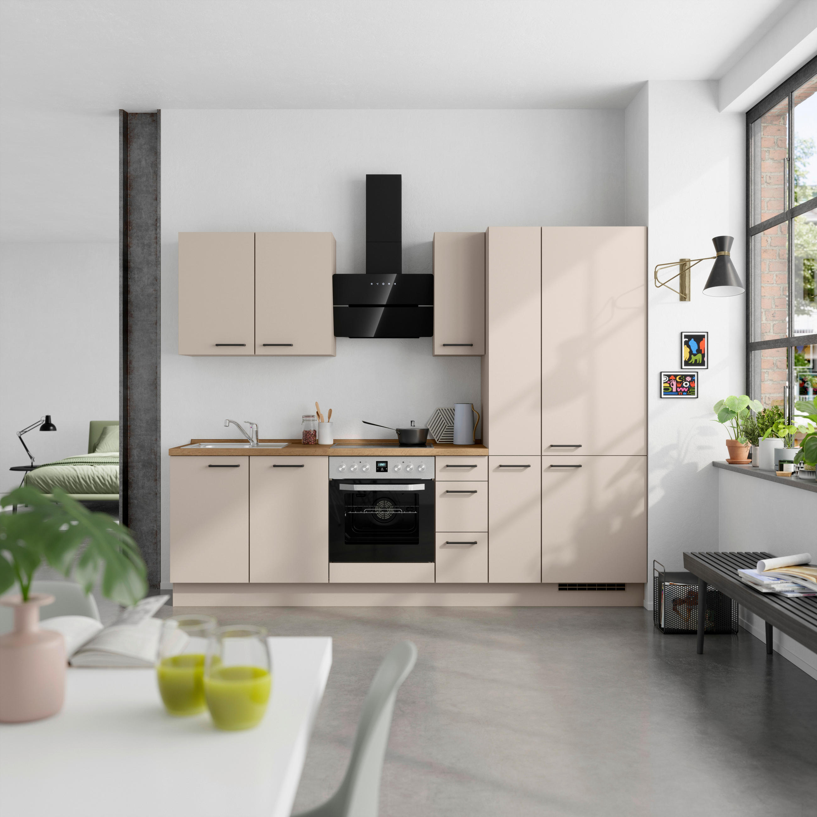 KÜCHENLEERBLOCK Easytouch 270 cm  in Eichefarben, Sandfarben  - Sandfarben/Eichefarben, MODERN, Holzwerkstoff/Metall (270cm) - Nobilia