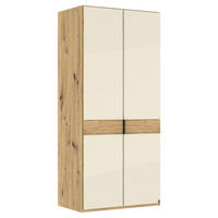 DREHTÜRENSCHRANK 100/216/58 cm,  in Champagner, Eiche Bianco, 2 Tür(en)  - Schieferfarben/Eiche Bianco, Design, Glas/Holz (100/216/58cm) - Musterring