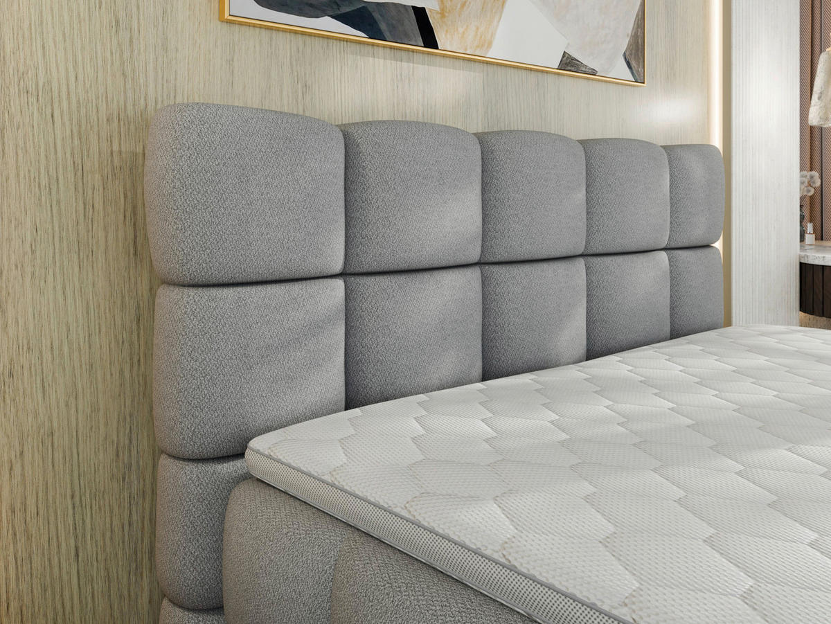 BOXBETT 140/200 cm,  in Grau, Bettkasten, Topper, H3 + H3 = fest  - Schwarz/Grau, Trend, Textil/Metall (140/200cm) - Esposa