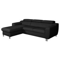 ECKSOFA in Lederlook Echtleder Schwarz  - Chromfarben/Schwarz, Design, Leder/Textil (176/242cm) - Livetastic