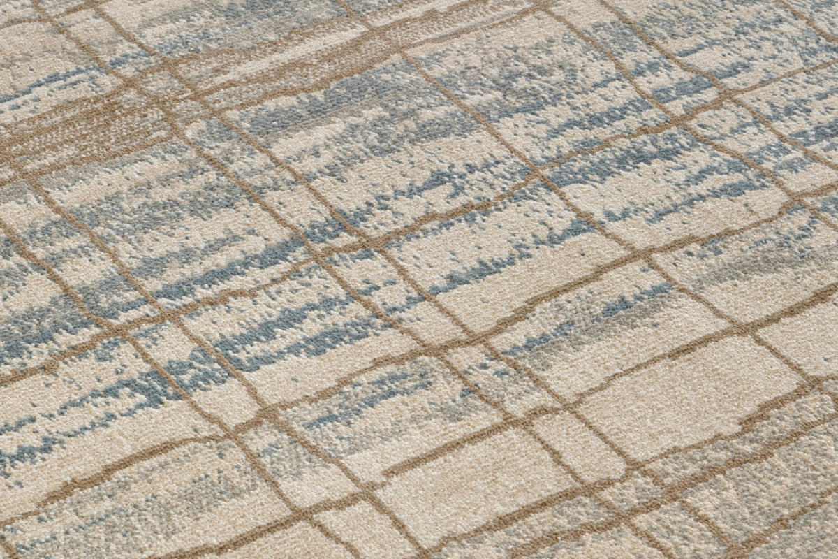 FLACHWEBETEPPICH 160/235 cm Terrain Blau, Creme  - Blau/Creme, Basics, Kunststoff/Textil (160/235cm)