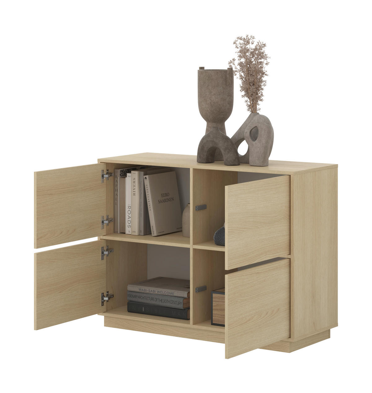 SIDEBOARD Japandi  in 111/82,5/41,5 cm  - Eichefarben, Design, Holzwerkstoff (111/82,5/41,5cm) - MID.YOU