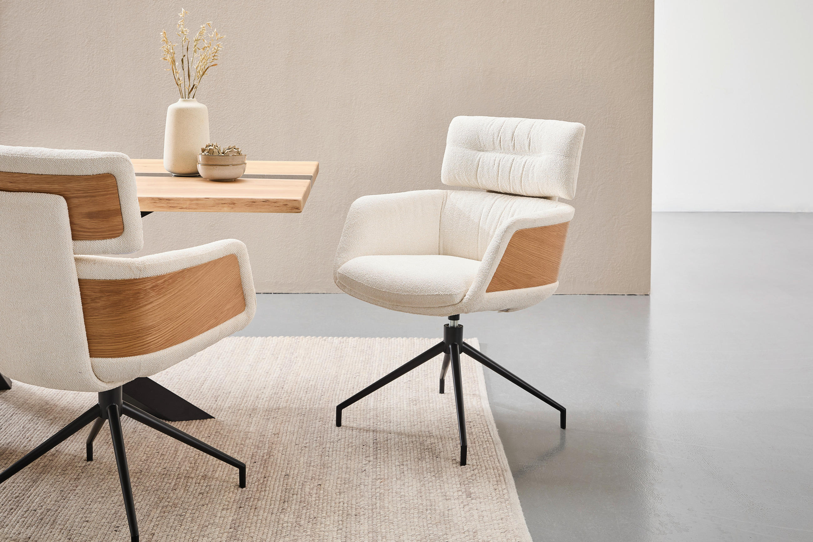 ARMLEHNSTUHL  in Eisen Webstoff  - Eichefarben/Creme, Design, Holz/Textil (62/92/66cm) - Dieter Knoll