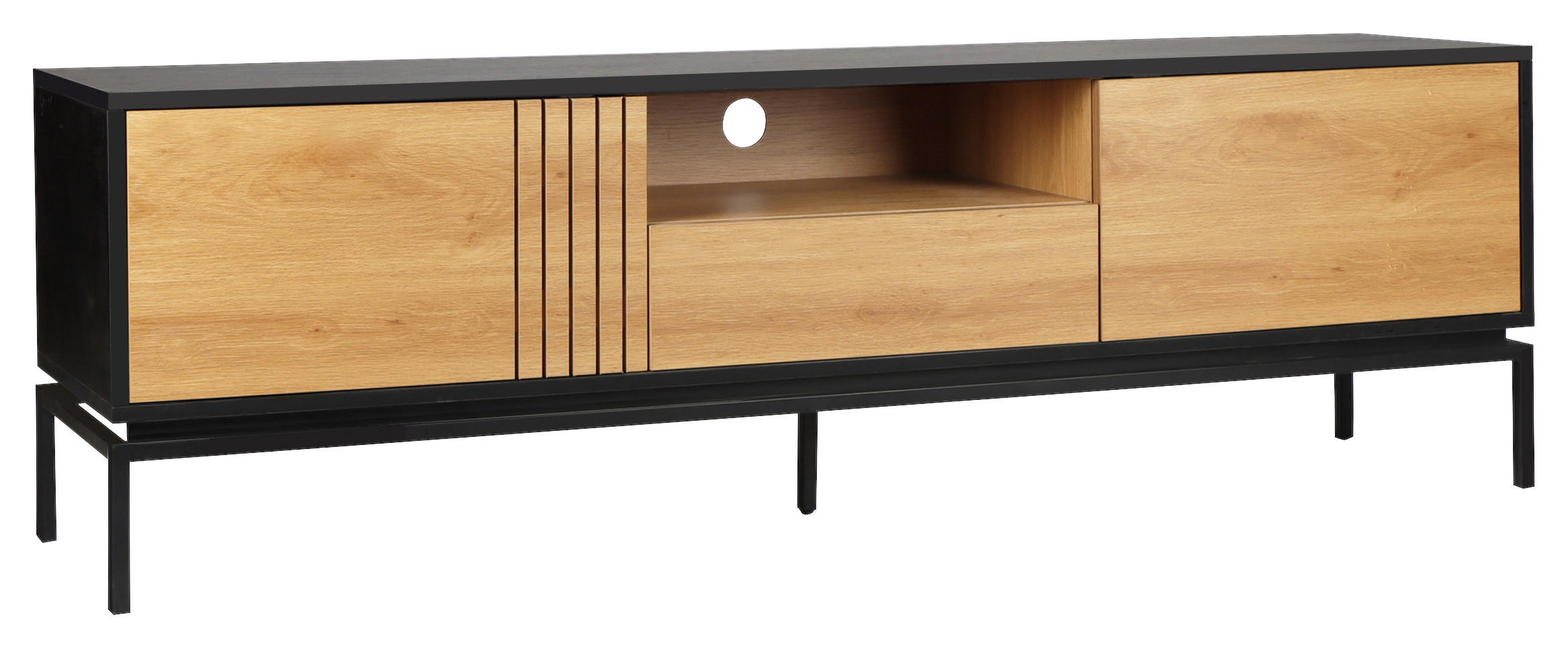 LOWBOARD  in 180/55/40 cm  - Schwarz/Naturfarben, Design, Holzwerkstoff (180/55/40cm) - Xora