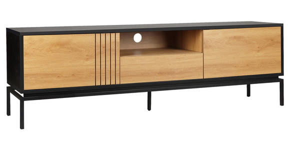 LOWBOARD  in 180/55/40 cm  - Schwarz/Naturfarben, Design, Holzwerkstoff (180/55/40cm) - Xora