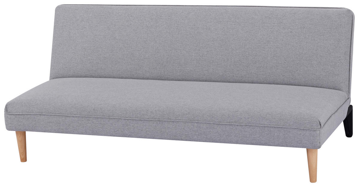 SCHLAFSOFA in Webstoff Hellgrau  - Hellgrau/Schwarz, Design, Holz/Kunststoff (180/77/87cm) - MID.YOU