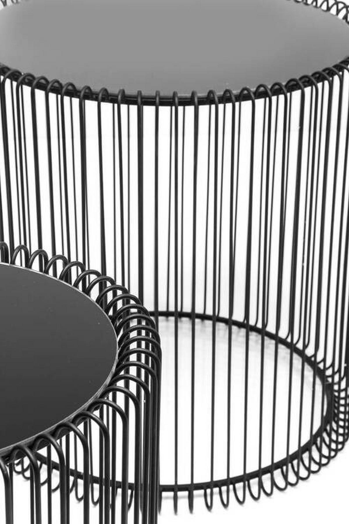 BEISTELLTISCHSET in Metall, Glas 32,5-44/32,5-44/42,5-45 cm  - Schwarz, Design, Glas/Metall (32,5-44/32,5-44/42,5-45cm) - Ambia Home