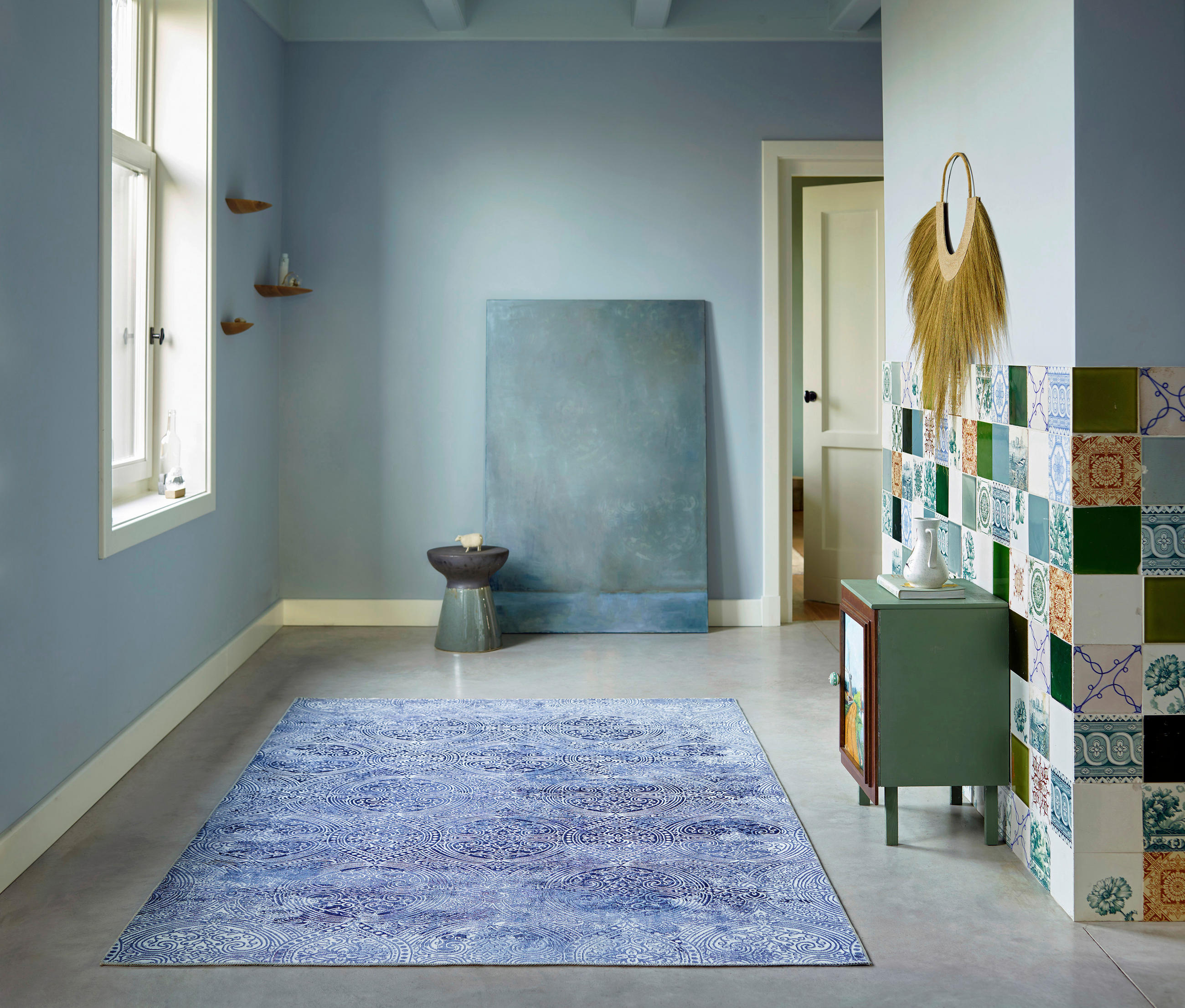 WEBTEPPICH 80/150 cm Grace Blau, Silberfarben  - Blau/Silberfarben, Design, Textil (80/150cm) - Novel
