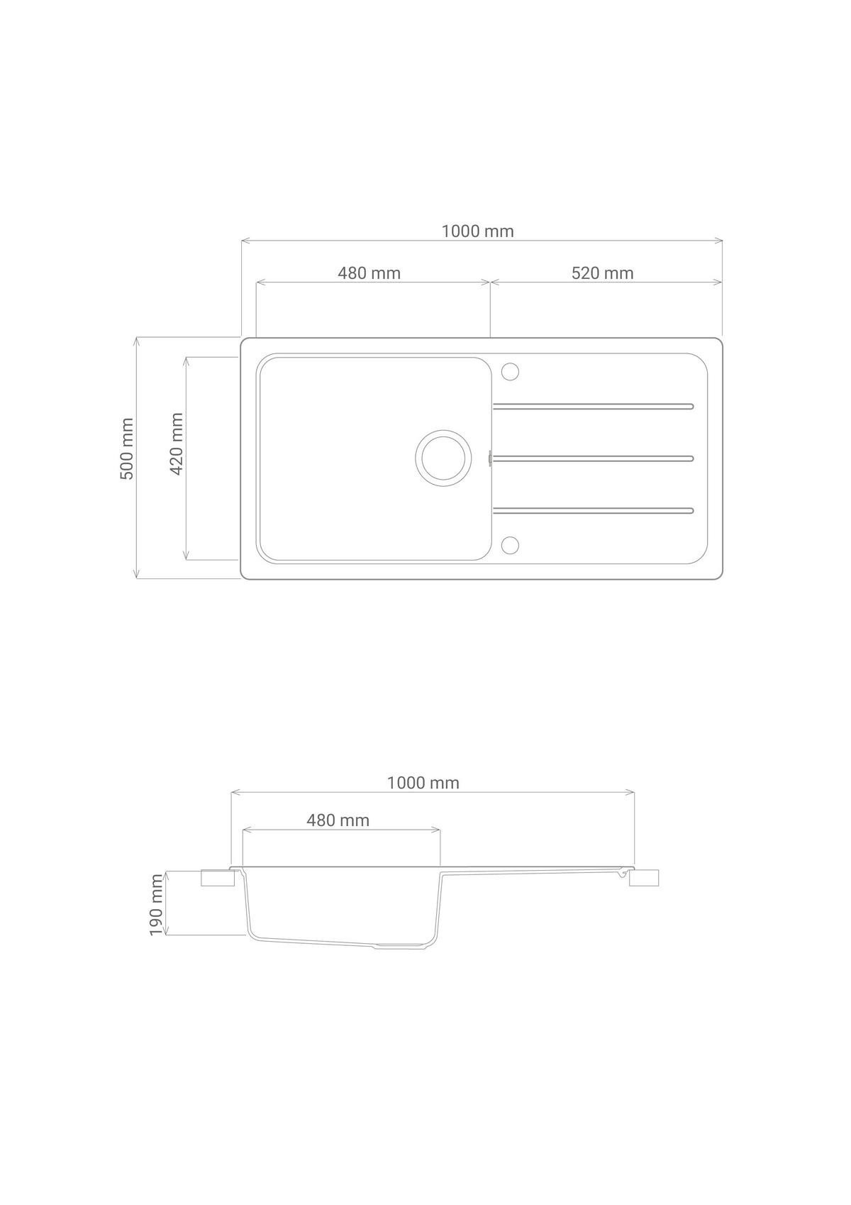SPÜLE AUSTIN100X50G  - Grau, Design, Stein (100/20/50cm) - Respekta