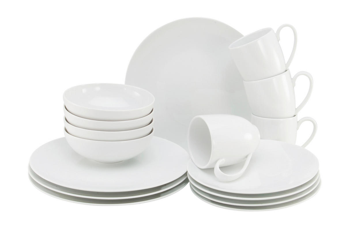 KOMBISERVICE Cottage 16-teilig  - Weiss, Basics, Keramik (35/30/30,5cm) - Creatable