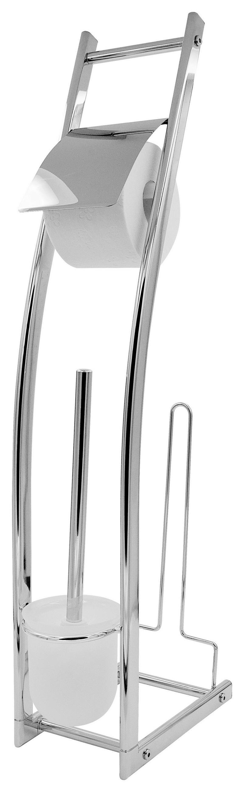 WC-BÜRSTENGARNITUR Metall  Kunststoff   - Chromfarben/Weiss, Basics, Kunststoff/Metall (27/74/15cm) - Sadena