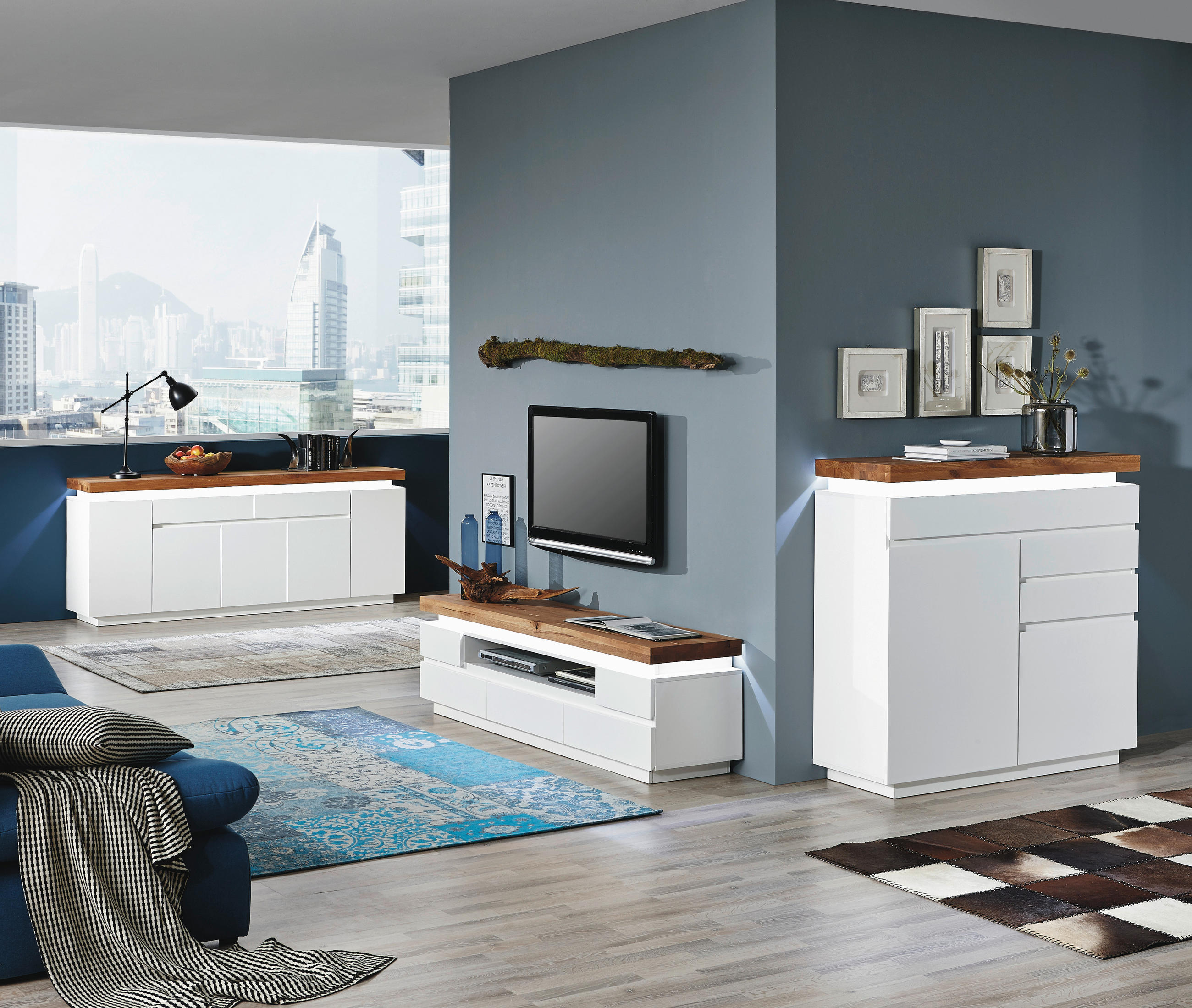 SIDEBOARD Romina  in 200/81/40 cm  - Eichefarben/Weiß, Design, Holz/Holzwerkstoff (200/81/40cm)