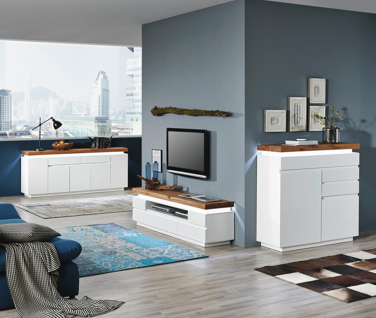 SIDEBOARD 200/81/40 cm  - vit/ekfärgad, Design, trämaterial/trä (200/81/40cm)