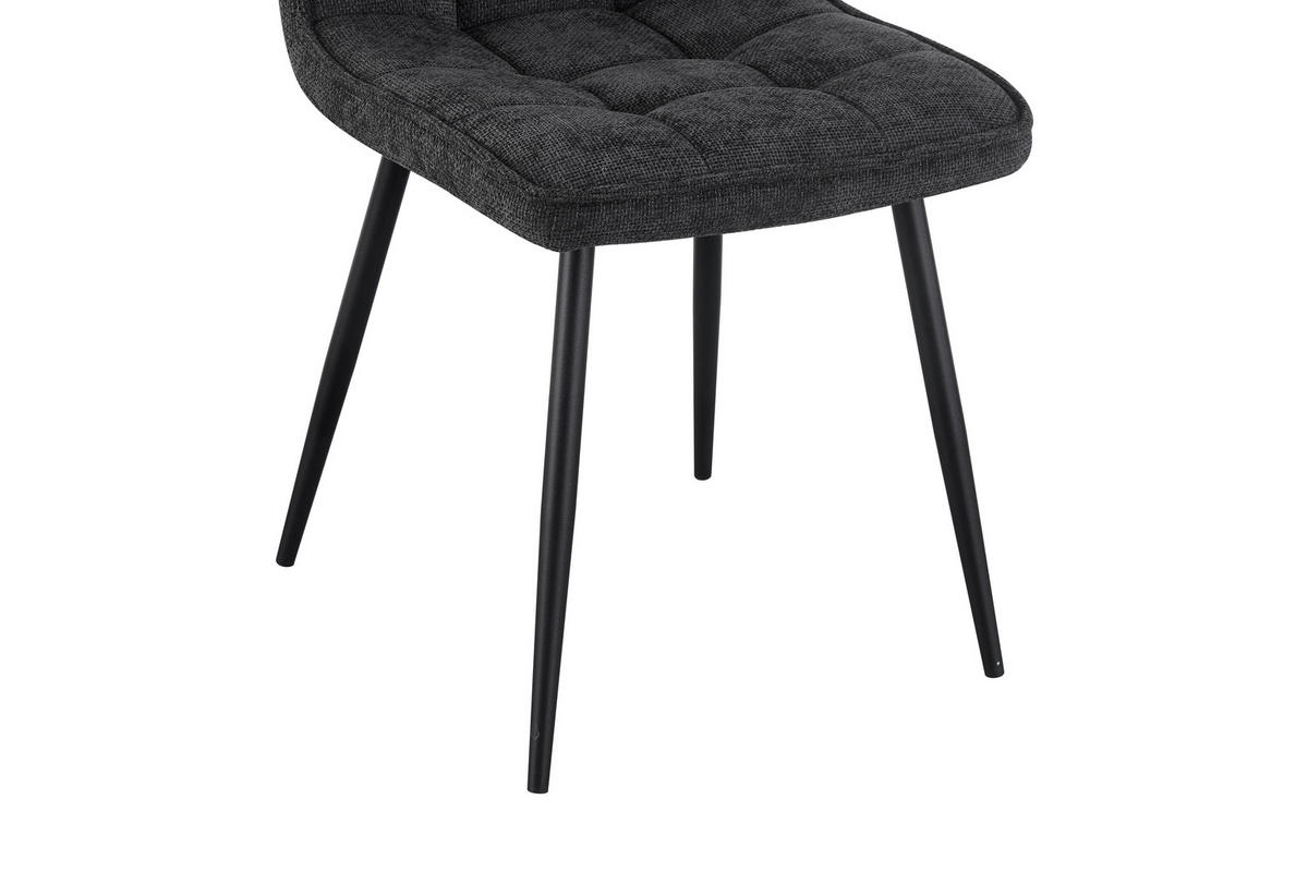 STUHL  in Eisen Leinenoptik Holz, Metall, Textil  - Anthrazit/Schwarz, KONVENTIONELL, Holz/Textil (45/89/58cm) - MID.YOU