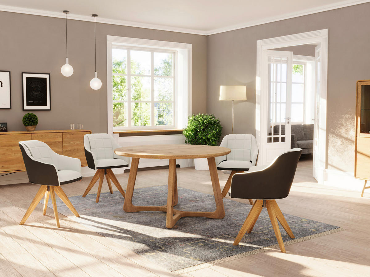 ESSTISCH in Holz 120/120/76 cm  - Wildeiche, Design, Holz (120/120/76cm) - Linea Natura