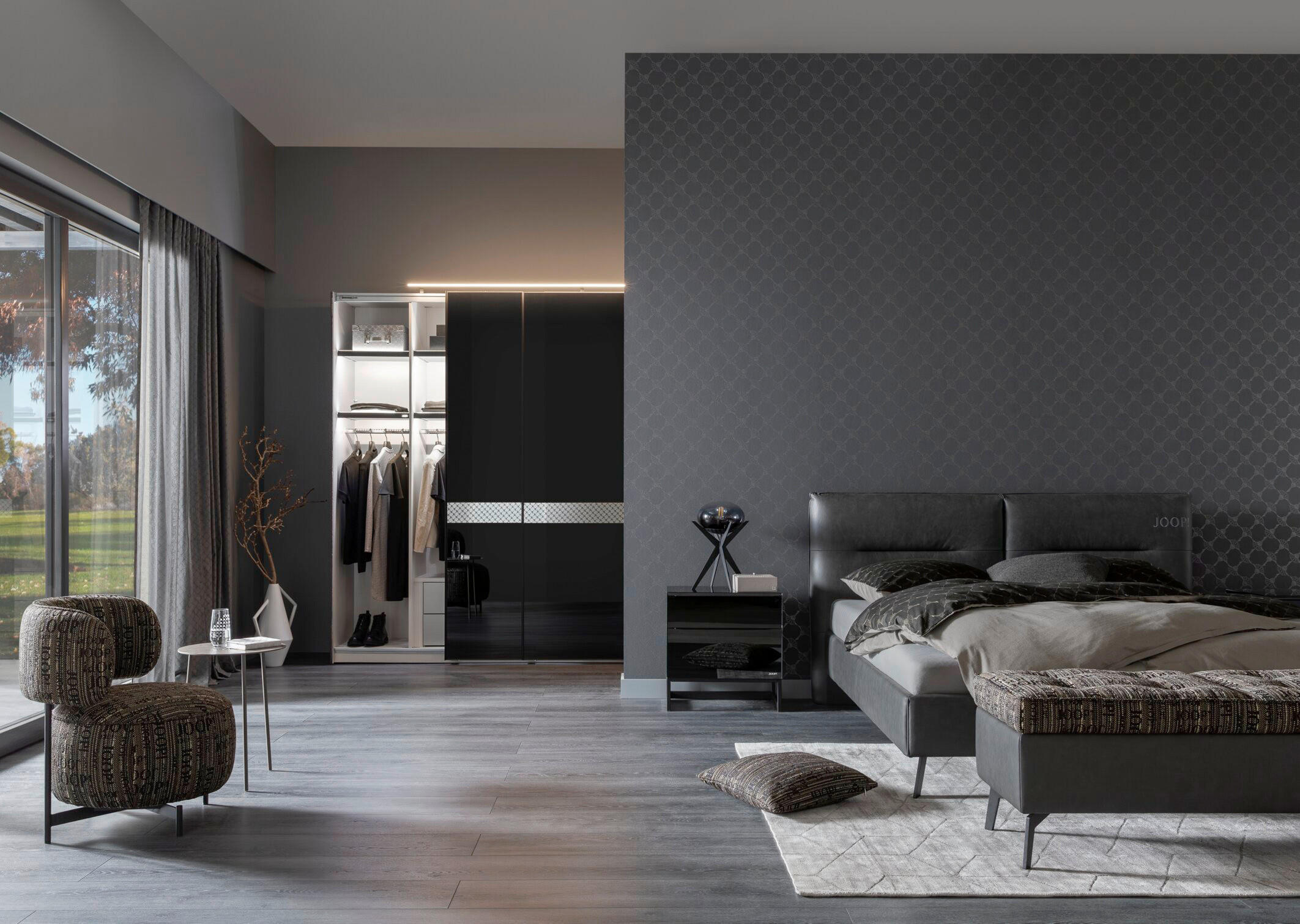 POLSTERBETT 180/200 cm  in Dunkelgrau  - Dunkelgrau/Schwarz, Design, Textil/Metall (180/200cm) - Joop!