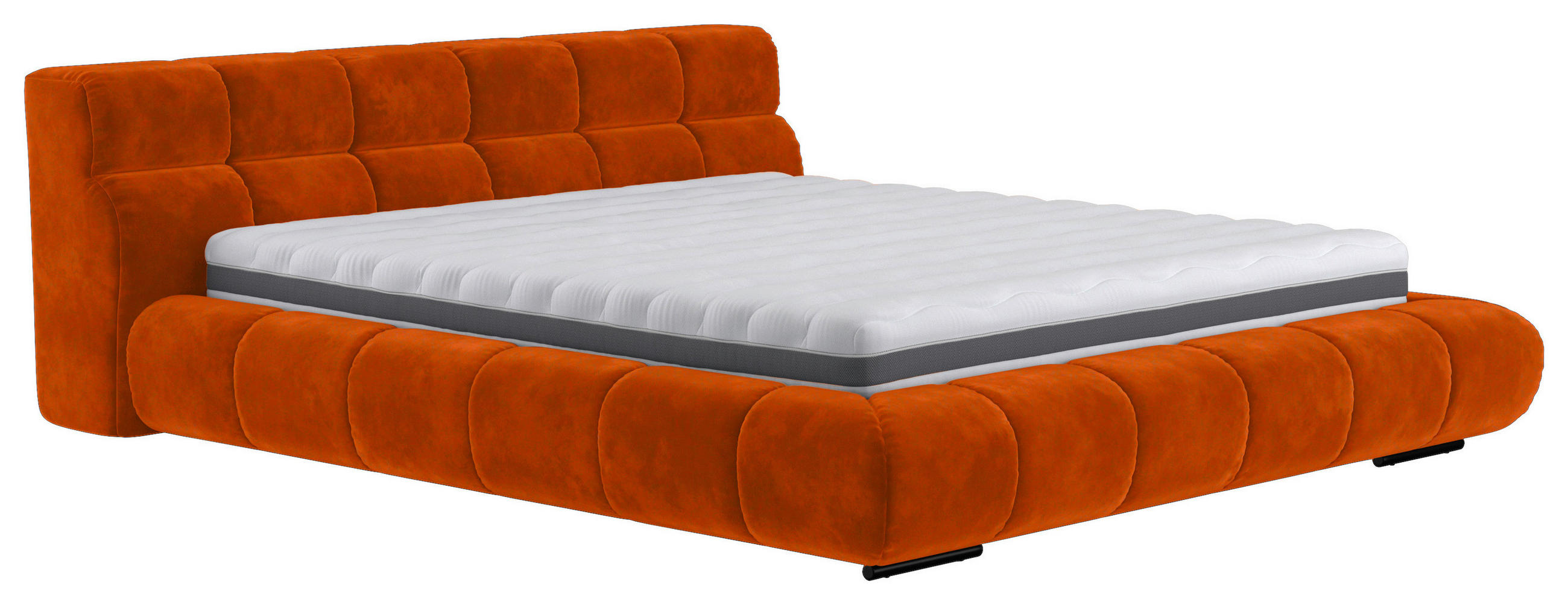 POLSTERBETT 160/200 cm,  in Bernsteinfarben,  - Bernsteinfarben/Schwarz, Design, Textil/Metall (160/200cm) - Belluti