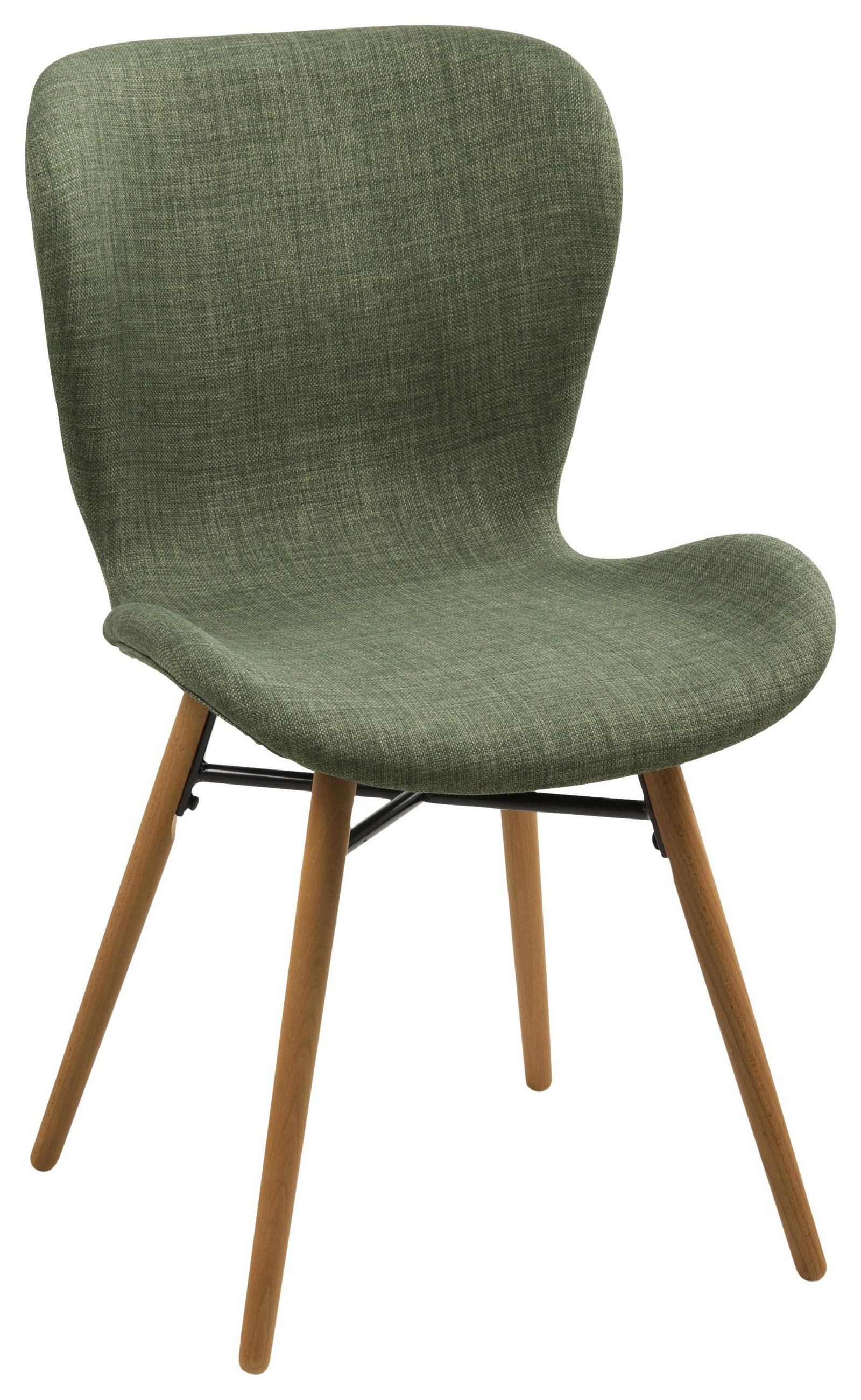 Stuhl in Textil Grün, Eichefarben