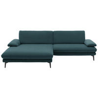 ECKSOFA in Velours Petrol  - Petrol/Schwarz, Design, Textil/Metall (184/284cm) - Dieter Knoll