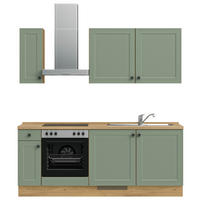 KÜCHENLEERBLOCK 210 cm   in Grün, Eichefarben  - Eichefarben/Schwarz, MODERN, Holzwerkstoff/Metall (210cm) - Nobilia