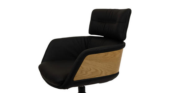 ARMLEHNSTUHL  in Eisen Echtleder pigmentiert  - Eichefarben/Schwarz, Design, Leder/Holz (62/92/66cm) - Dieter Knoll