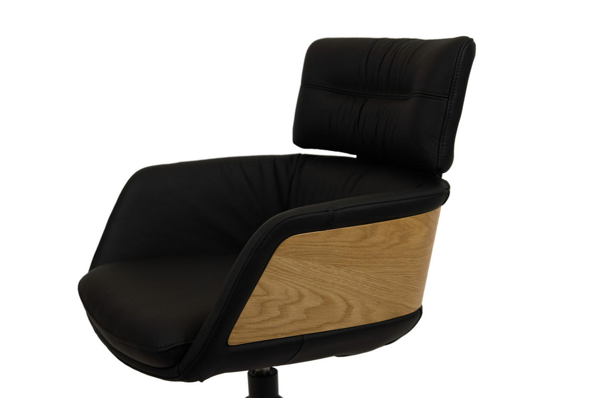 ARMLEHNSTUHL  in Eisen Echtleder pigmentiert  - Eichefarben/Schwarz, Design, Leder/Holz (62/92/66cm) - Dieter Knoll