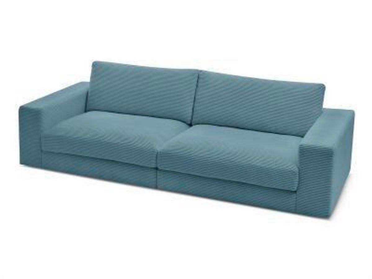 3-SITZER-SOFA LEONARD Cord Hellblau  - Schwarz/Hellblau, MODERN, Kunststoff/Textil (274/77/109cm)