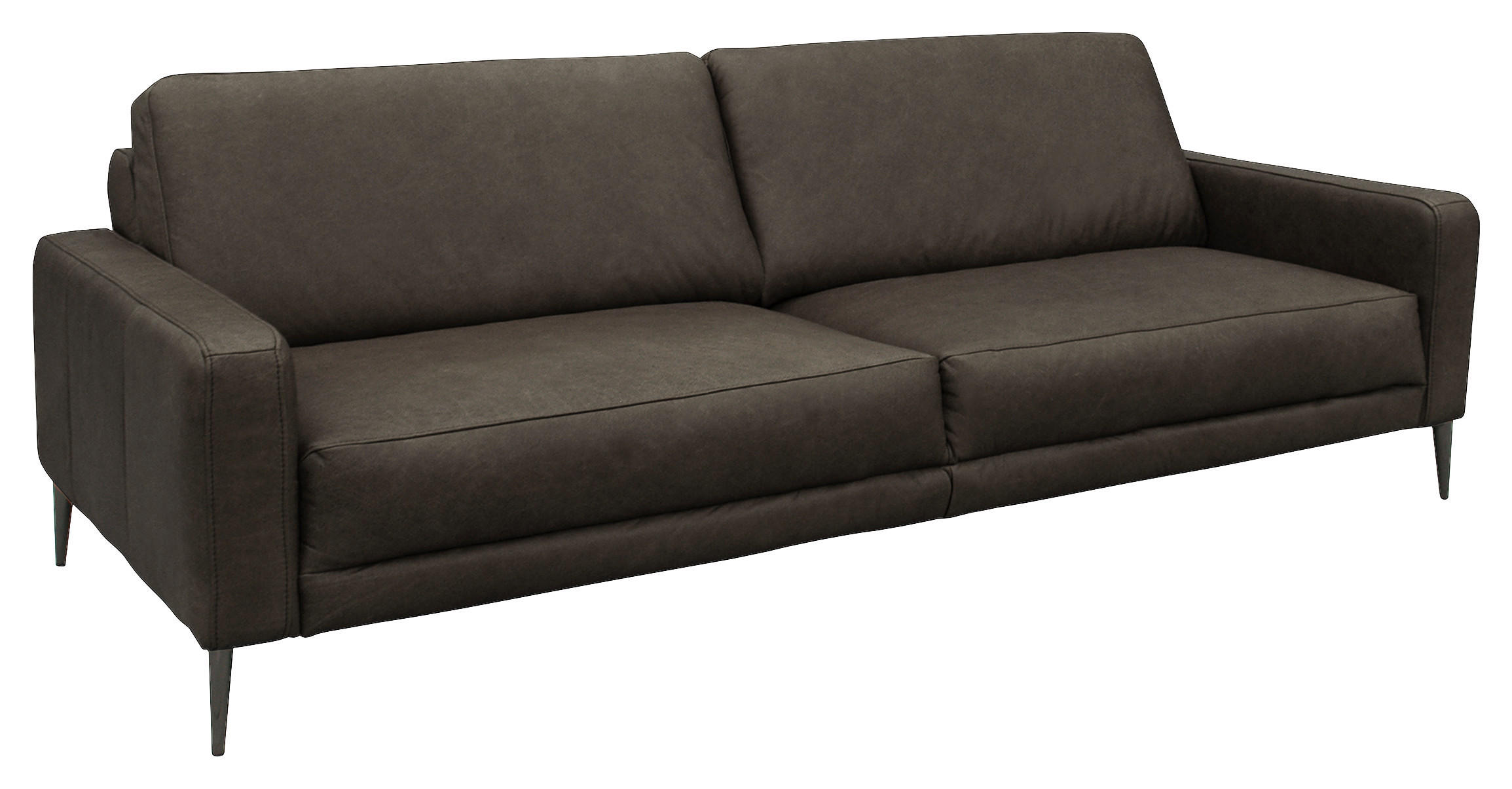 3,5-SITZER in Echtleder Fango  - Fango/Schwarzchrom, Design, Leder/Metall (207/85/92cm) - Livetastic