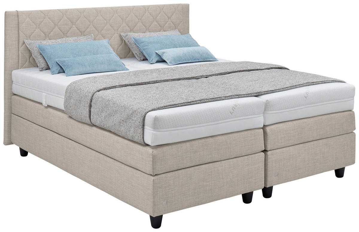 BOXSPRINGBETT 180/200 cm  Sandfarben  - Sandfarben/Schwarz, Design, Holzwerkstoff/Kunststoff (180/200cm) - RUF Betten