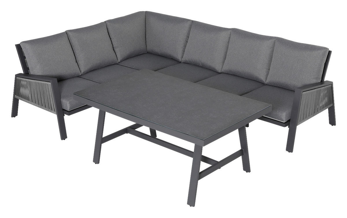 LOUNGE GARNITURA  antracit, siva   - siva/antracit, Design, staklo/metal (219/279cm) - Amatio