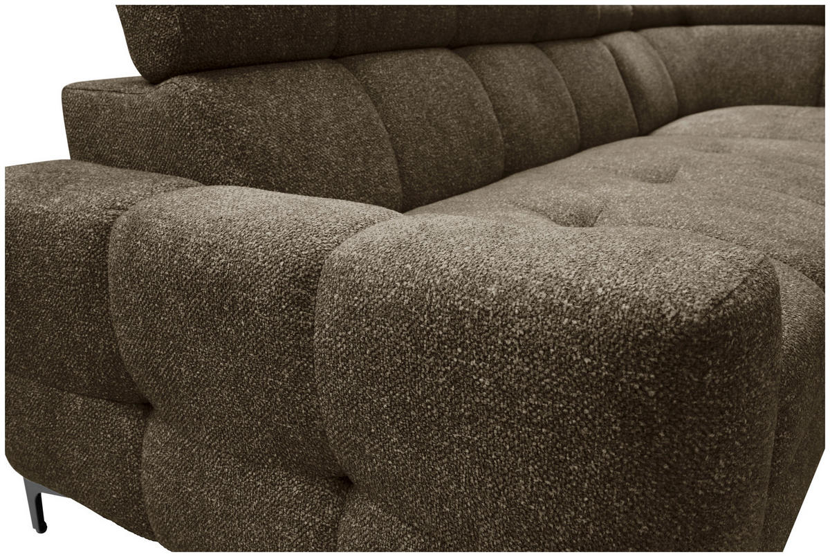 ECKSOFA in Struktur Dunkelgrün  254/212 cm  - Dunkelgrün/Schwarz, MODERN, Textil/Metall (254/212cm) - Carryhome
