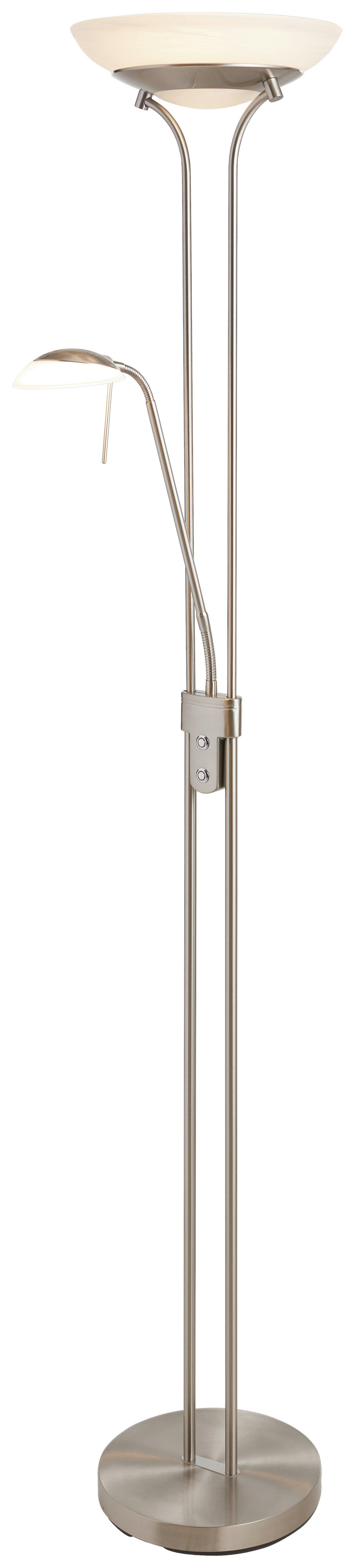 LED-GOLVLAMPA Pool 32/182 cm    - vit/nickelfärgad, Design, metall/glas (32/182cm) - Fischer & Honsel