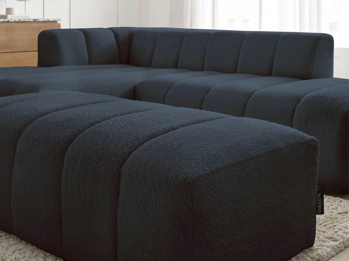 ECKSOFA  ANNECY Dunkelblau Bouclé  - Schwarz/Dunkelblau, MODERN, Kunststoff/Textil (170/262cm)