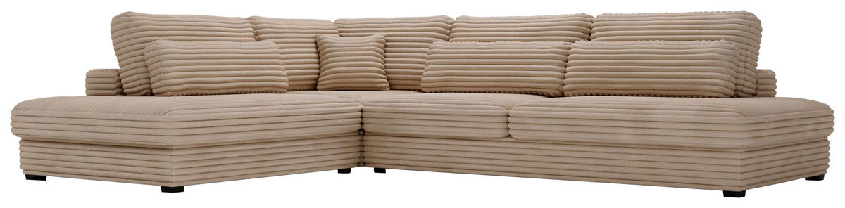 ECKSOFA in Cord, Plüsch Braun  - Schwarz/Braun, Design, Kunststoff/Textil (244/332cm) - Livetastic