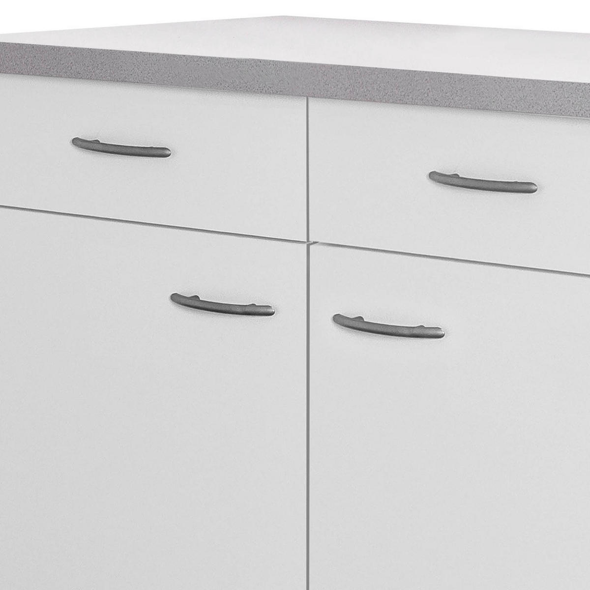 KÜCHENUNTERSCHRANK 80/85/60 cm  in Weiß  - Edelstahlfarben/Hellgrau, Holzwerkstoff/Kunststoff (80/85/60cm) - FlexWell