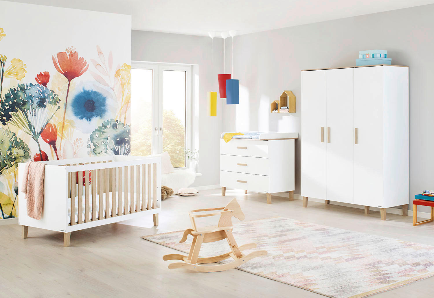 BABYZIMMER LUMI  - Eichefarben/Weiß, Basics, Holzwerkstoff - Pinolino