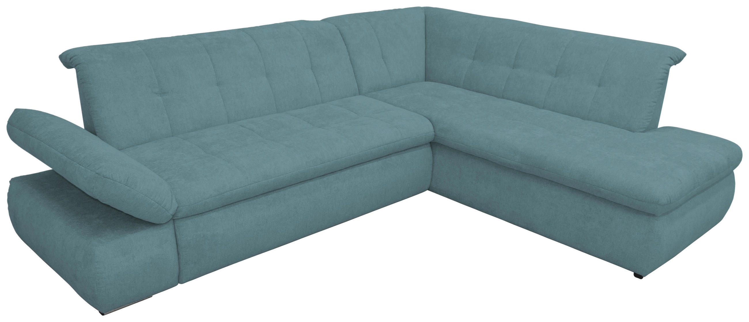 Ecksofa Petrol Mikrofaser  - Chromfarben/Petrol, KONVENTIONELL, Textil/Metall (273/216cm) - MID.YOU