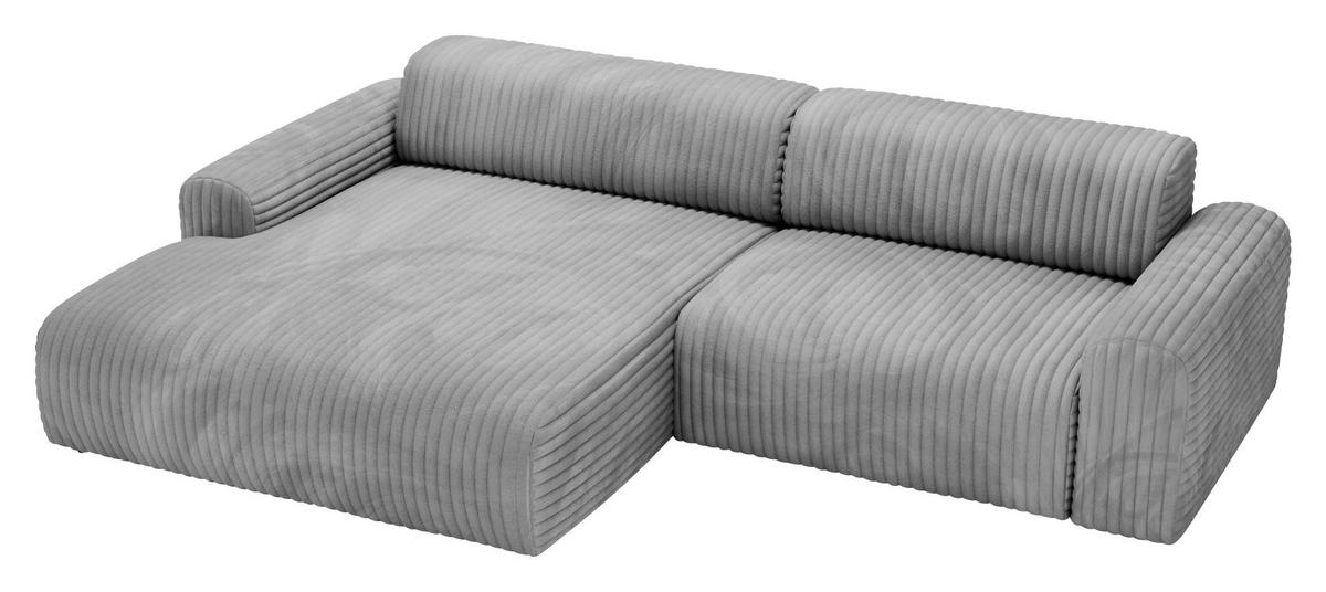 ECKSOFA in Cord Grau  - Schwarz/Grau, Design, Kunststoff/Textil (178/292cm) - Livetastic