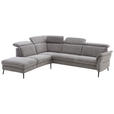 ECKSOFA Grau Struktur  - Schwarz/Grau, MODERN, Textil/Metall (235/275cm) - Cantus