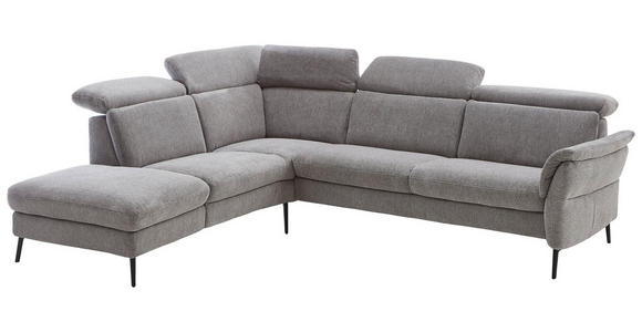 ECKSOFA Grau Struktur  - Schwarz/Grau, MODERN, Textil/Metall (235/275cm) - Cantus