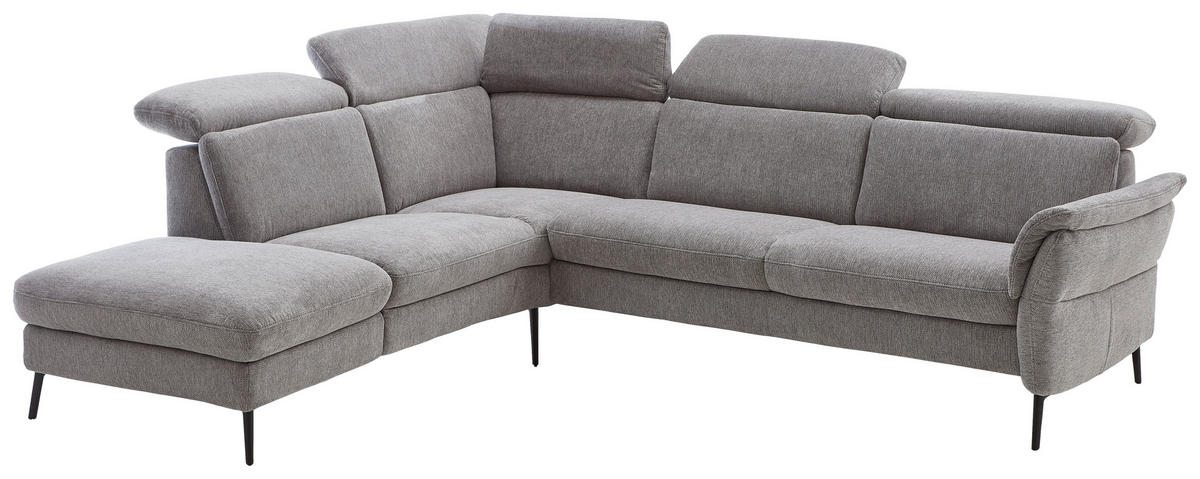 ECKSOFA in Struktur Grau  - Schwarz/Grau, Modern, Textil/Metall (235/275cm) - Cantus