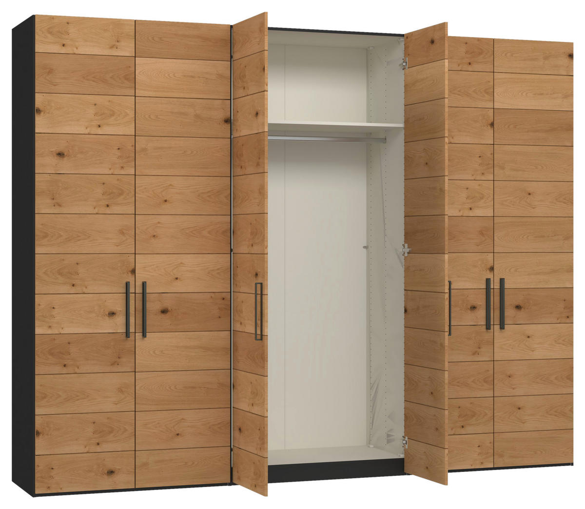 DREHTÜRENSCHRANK 303/220/59 cm,  in Schwarz, Wildeiche, 6-türig  - Wildeiche/Titanfarben, Design, Holz/Holzwerkstoff (303/220/59cm) - Jutzler